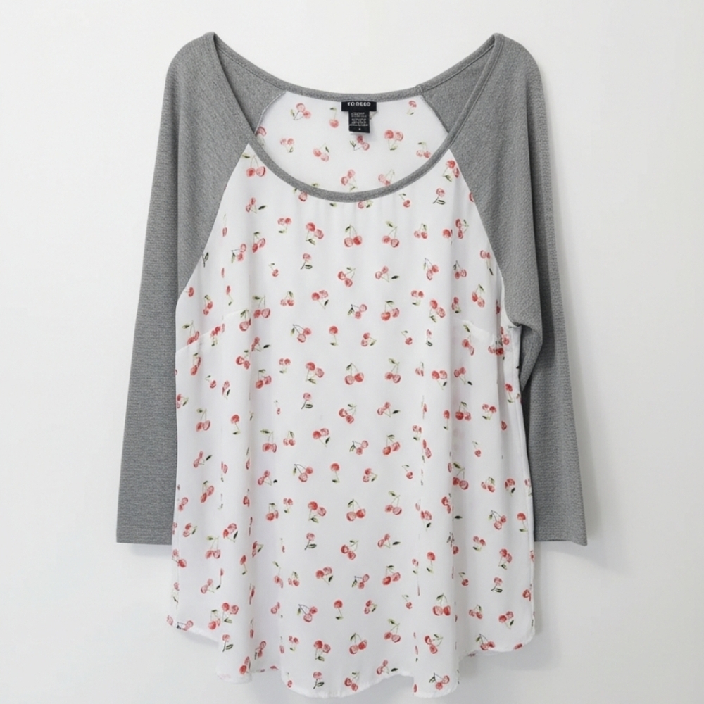 Torrid Cherry Print Raglan Top Size 0 - 12 Coquette Feminine